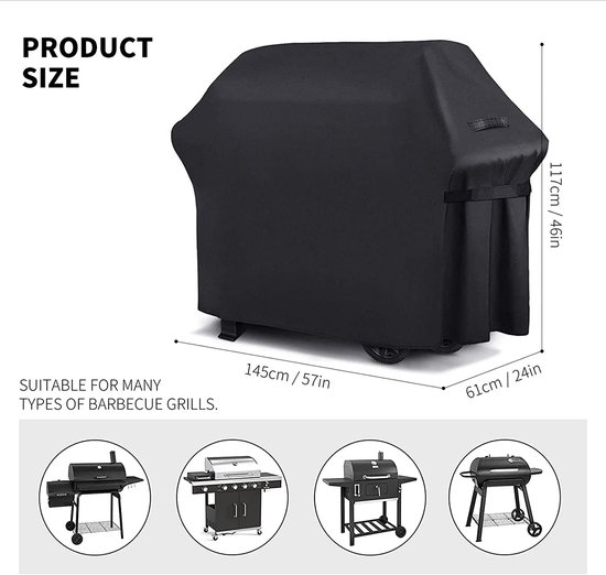 Old South - Grillhoes, weerbestendig, grillhoes voor Weber, Napoleon, Enders, Rösle gasgrill, grillkaphoes, waterdicht, 132 x 65 x 110 cm