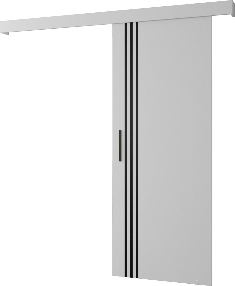 InspireMe - Schuifdeursysteem met rail - 90x204cm - AGRA VI - Wit Mat + Wit frame + Zwart Handvat