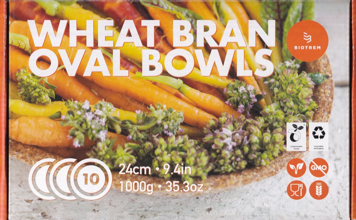 Wheat Bran Oval Bowls - 24 cm - 10 stuks