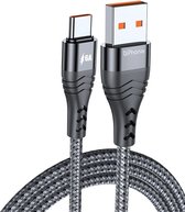 DrPhone SC5 6A 66W USB Type C Kabel – Oplaadkabel + Dataoverdracht 480Mbps – SuperCharge - Geschikt Voor SGP Huawei P50 serie/Mate 40RS/Pro +/Pro - 1M - Zwart