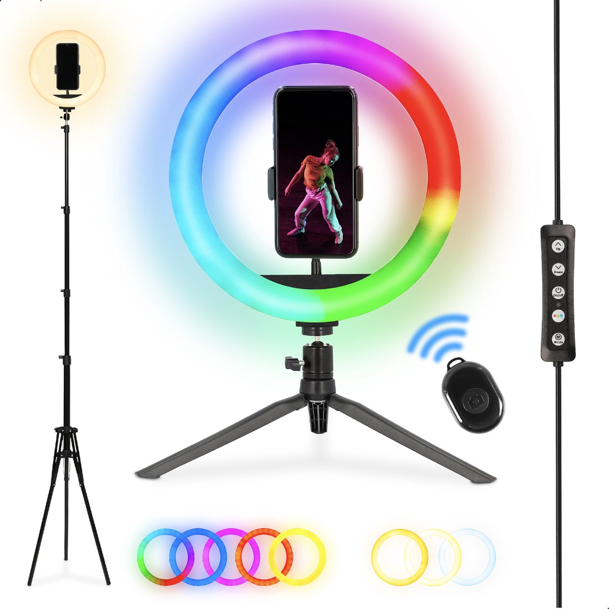 Ringlamp met Statief Glow 18 45W Zwart RGB