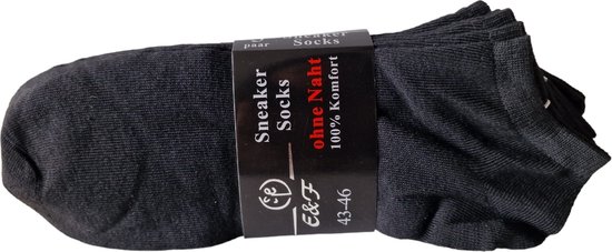 E&F Sneakersokken - Enkelsokken - Sokken - Unisex - Naadloos - 5 Paar - Maat 43-46 - Zwart