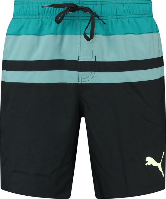 Puma Zwembroek Heren Heritage Stripe Mid Shorts Black Teal Combo - Maat XL