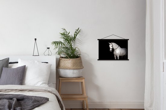 Porte-affiche avec affiche - Affiche scolaire - Cheval - Wit - Zwart - 60x40 cm - Lattes noires