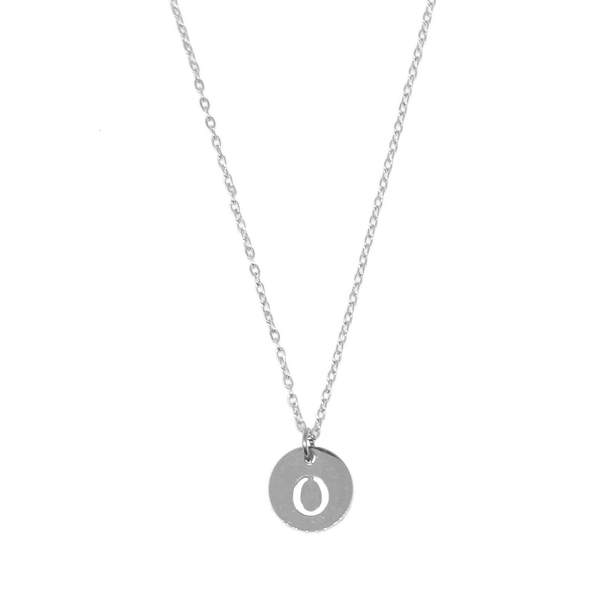 Letter ketting coin - initiaal O - zilver