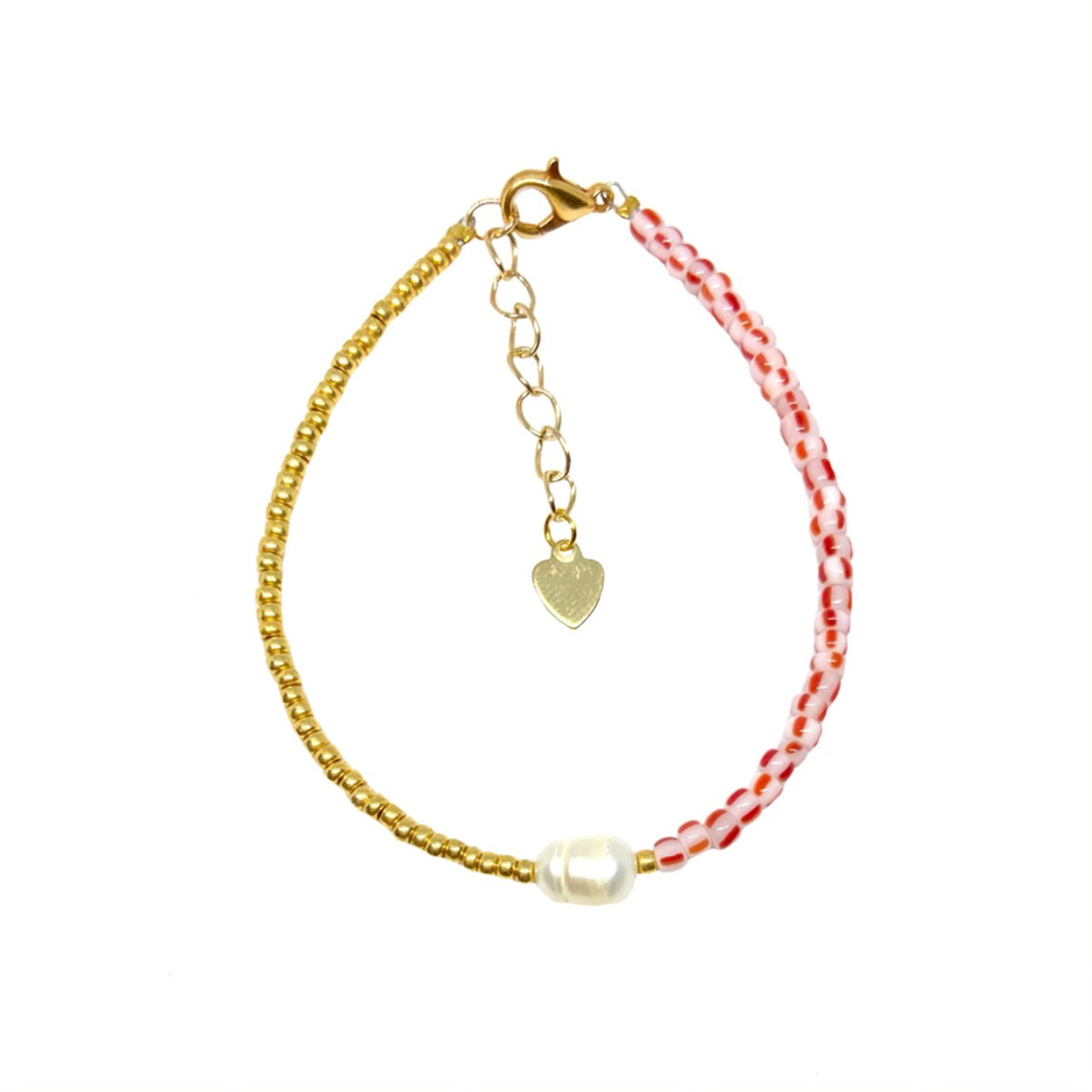 Red & pink bracelet - gold