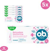 o.b. Original Super Plus tampons voor zeer zware menstruatiedagen, met StayDry- technologie en gebogen groeven, voor betrouwbare bescherming en een schoon gevoel, 5 x 16 stuks