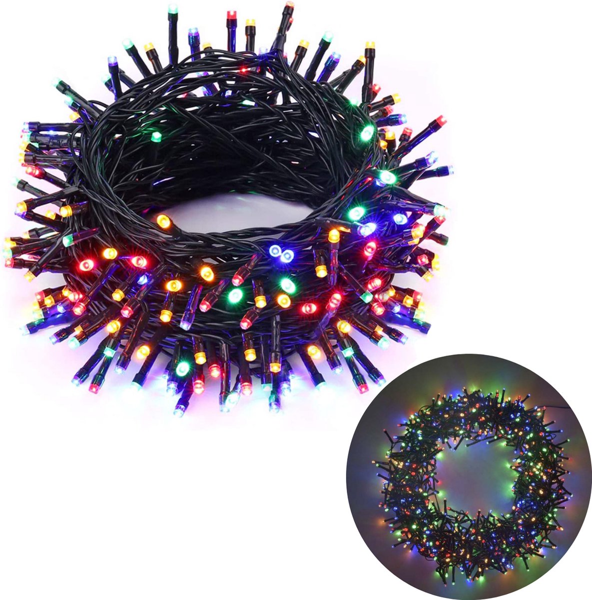 Cheqo® Kerstboomverlichting - Micro Clusterverlichting - Kerstlampjes - Led Verlichting - Kerstverlichting voor Binnen en Buiten - 400 LED - 8 Meter - Multicolor - 8 Functies + Geheugen