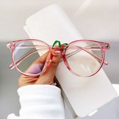 Computerbril - Game Bril - Bril Tegen Blauwlicht - Rond - Transparant roze