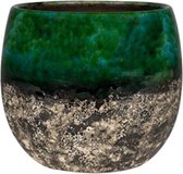 Pot Lindy Green Black donkergroene ronde bloempot voor binnen 19 cm