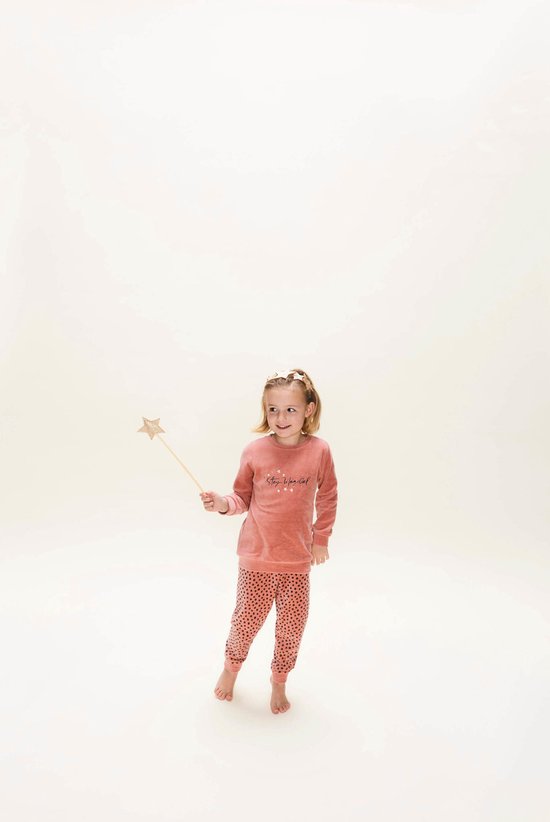 Charlie Choe meisjes velours pyjama Stay Magical Old Pink