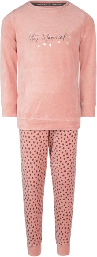 Charlie Choe meisjes velours pyjama Stay Magical Old Pink