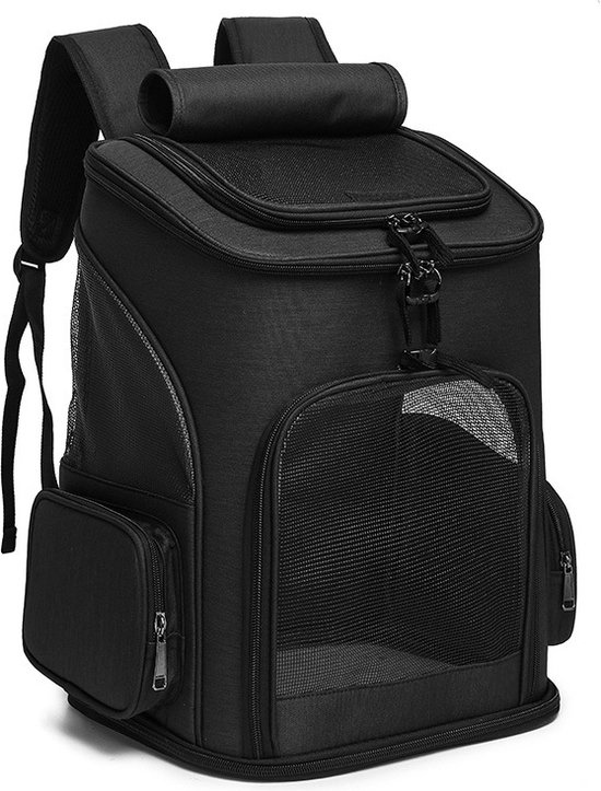 iBright Luxe Hondenrugzak - Draagtas Dieren - Rugtas voor huisdieren - Max 8 kg - 40x33x26cm - Zwart
