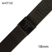 MATTISE Donker Grijs Unisex Verwisselbaar Horlogebandje van Gewoven Staal — 18 mm aanzetmaat — Grijze Horlogeband Horlogebandjes — 18 mm Horloge bandje