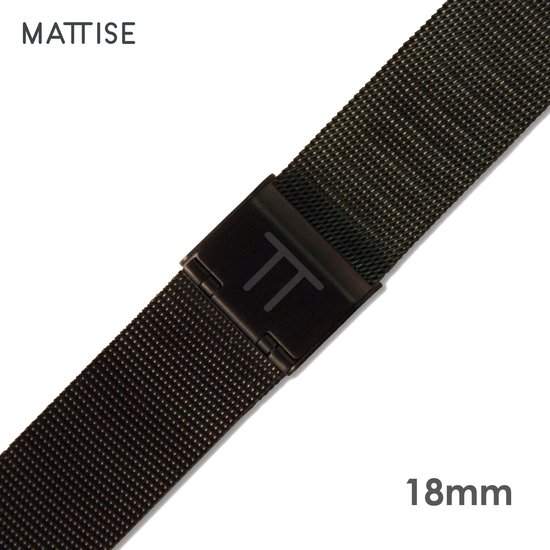 MATTISE Bracelet de montre en acier tissé interchangeable Grijs foncé — Taille 18 mm — Bracelet de montre gris Bracelets de montres — Bracelet de montre 18 mm