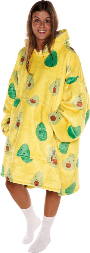 Noony Avocado oversized hoodie deken - Fleece deken met mouwen - Ultrazachte binnenkant - Snuggie - One size fits all - Energie besparen