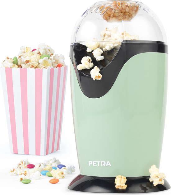 Petra Retro Popcornmachine - Inclusief maatbeker - Hetelucht popcorn maker - Popcorn zonder olie of boter - 1200W
