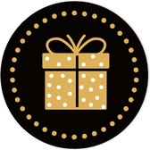 15 x Goud Cadeautje Sluitzegels -Mooie Cadeau Stickers - Cadeaustickers Gouden Cadeautje op Zwart - 45 mm Sluitzegel Stickers - Goedkope Sluitstickers - Envelopstickers, Cadeauzakje Stickers, Inpakken, Cadeau - Kadostickers - Kadootje Inpakken
