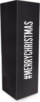 Wijnflesdoos met Magneetsluiting - Zwart - #MERRYCHRISTMAS - 330x100x100mm