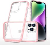 Hoesje Geschikt voor iPhone 14 Plus Hoesje met bumper - Shockproof case – Rosegoud / Transparant