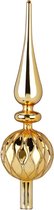 Glazen piek/kerstboom topper goud gedecoreerd 31 cm - Kerstversiering/kerstboomversiering