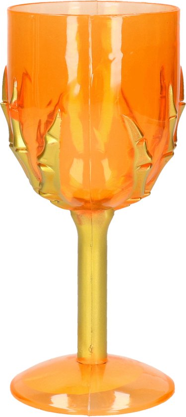 Halloween Guirca Horror kelk wijnglas/drinkbeker  - oranje met goud - 18 cm