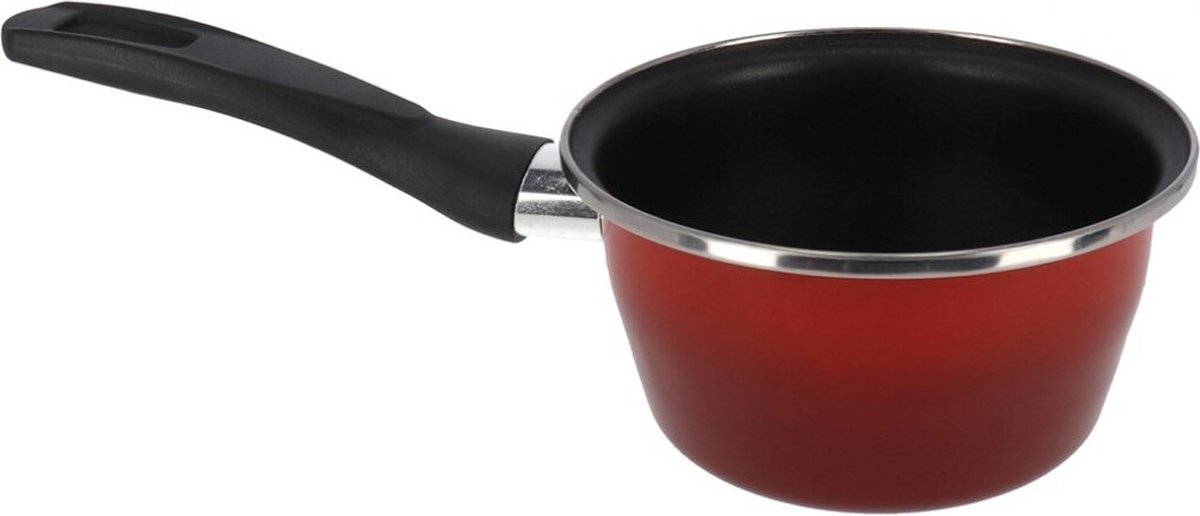 Steelpan/sauspan rood 14 cm - 1,5 liter - Voor o.a. saus en jus - Steelpannetjes