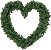 Kerstversiering kerstkrans hart groen 50 cm