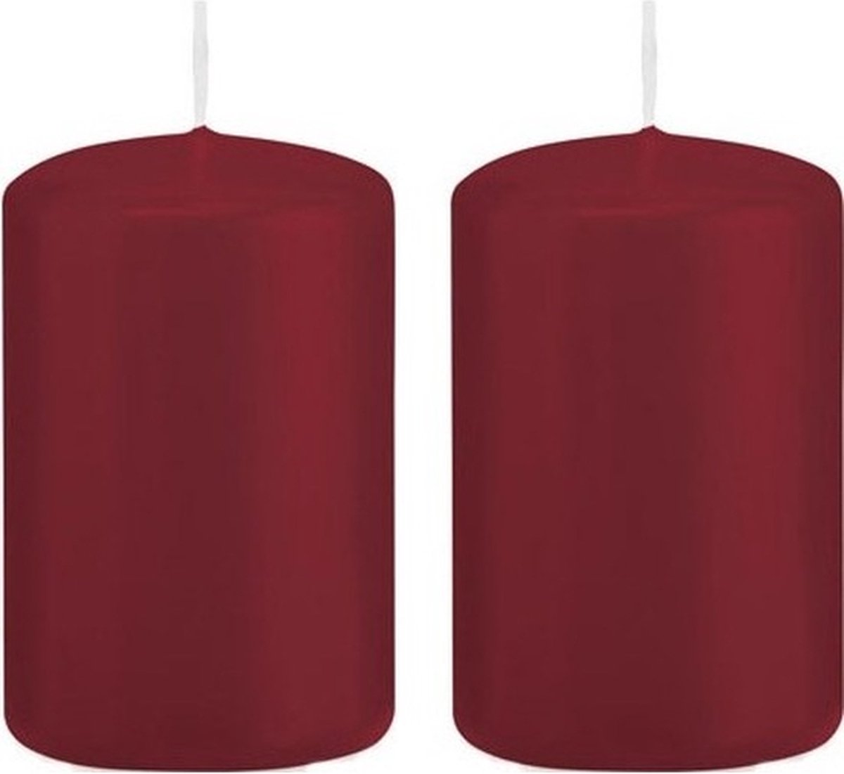 Enlightening Candles Trend Candles Cilinderkaars/stompkaars - 2x - bordeauxrood - 5 x 8 cm - 18 branduren - met brandvertragende folie Bordeaux rood