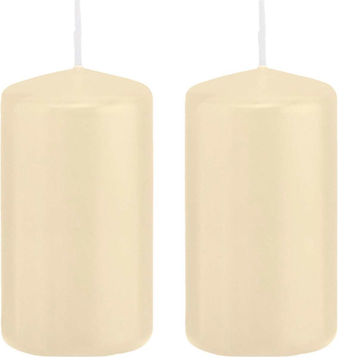 Trend Candles 2x Cremewitte cilinderkaarsen/stompkaarsen 6 x 12 cm 40 branduren - Geurloze kaarsen - Woondecoraties
