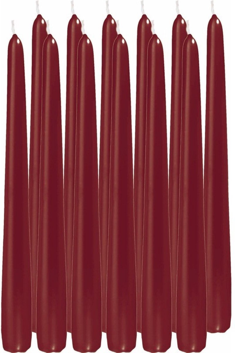 Enlightening Candles Dinerkaarsen - 24x stuks - donkerrood - 8 branduren - 25 cm - kandelaar kaarsen - sfeerkaarsen