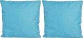 6x Bank/sier kussens voor binnen en buiten in de kleur lichtblauw 45 x 45 cm - Tuin/huis kussens