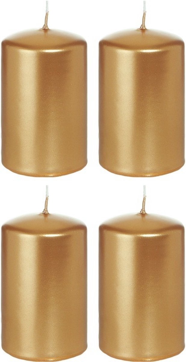 Trend Candles Cilinderkaarsen/stompkaarsen - set 16x - goud - 5 x 8 cm - 18 branduren Goudkleurig