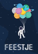 Uitnodiging feestje | Astronaut - Uitnodigingskaarten - wenskaarten | 12 stuks incl. envelop