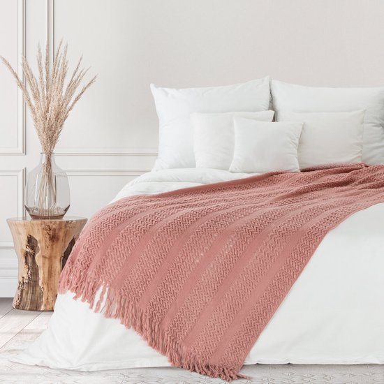Oneiro’s Luxe Plaid AKRYL Type 1 roze - 130 x 170 cm - wonen - interieur - slaapkamer - deken – cosy – fleece - sprei