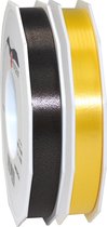 Glorex Hobby/deco luxe cadeau sierlint zwart/geel 1.5 cm x 91 meter