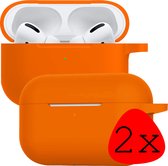 Case Geschikt voor Airpods Pro Hoesje Siliconen Hoes Cover - Hoes Geschikt voor Apple Airpods Pro Case Siliconen - Oranje - 2 Stuks