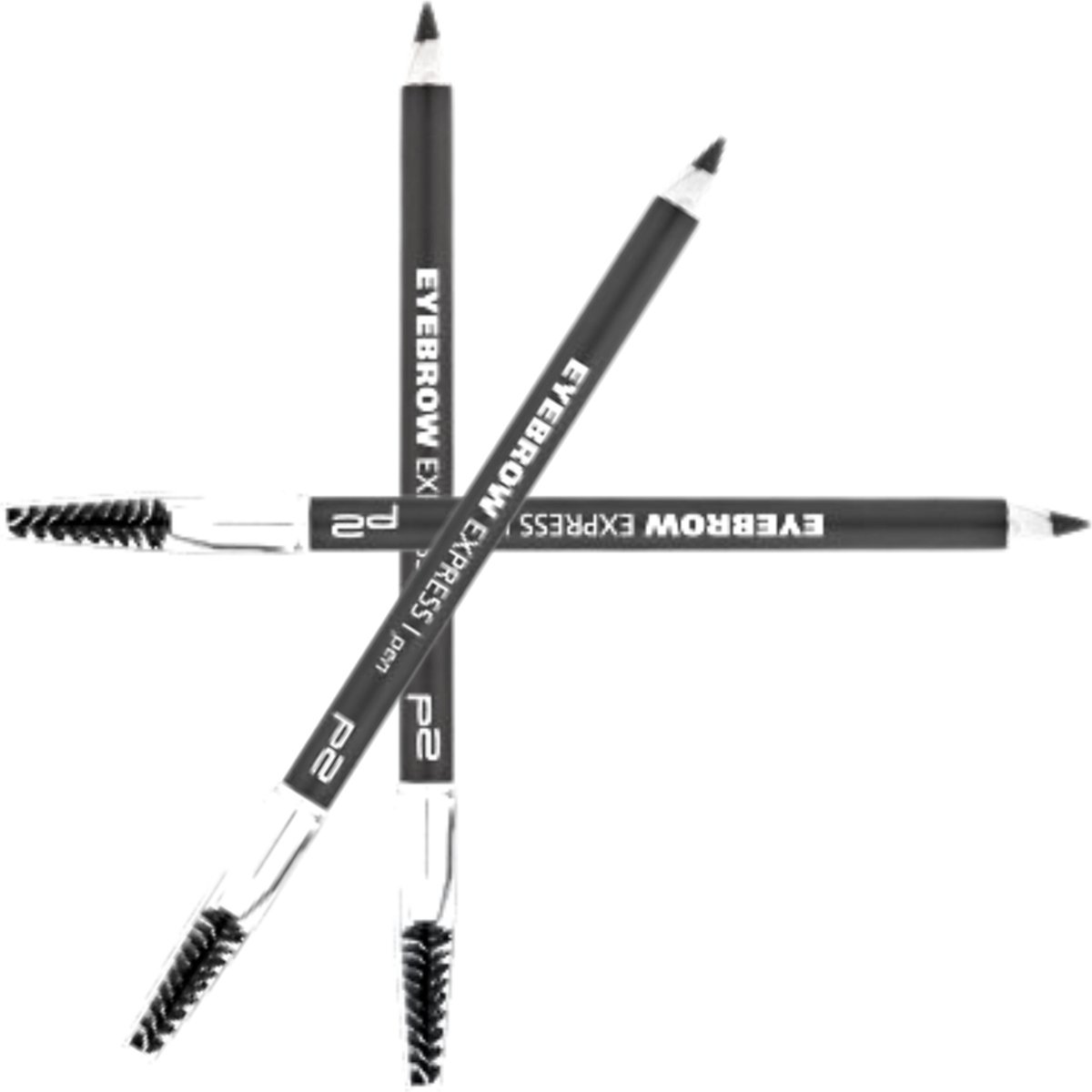 P2 Cosmetics Express Eyebrow Pencil Sophisticated Ebony Black - 3 Stuk - Wenkbrauwpotlood Zwart - Met Borsteltje - Voordeelverpakking