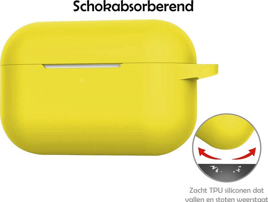 Geel siliconen hoesje voor AirPods Pro, schokabsorberend en zacht TPU.