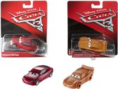 Mattel - Cars 3 -  Diecast Set -  Natalie Certain & Bliksem McQueen met Modder - Speelgoedauto - 1:55