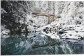 WallClassics - Drapeau - Pont enneigé sur la rivière - Photo 60x40 cm sur drapeau en polyester