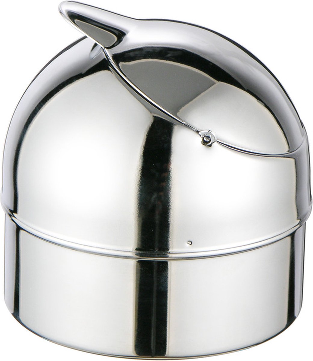 Goedkoopste Klep asbak - zilver - metaal - 9 cm - terrasasbak - stormasbak