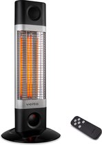 Veito CH1200RT - Zwart - Zeer handzame en energiezuinige hoge capaciteit Carbon Infrarood Elektrische Kachel met Afstandbediening / Bijverwarming / Elektrische verwarming / Energiezuinig / Veranda verwarming / 1200W