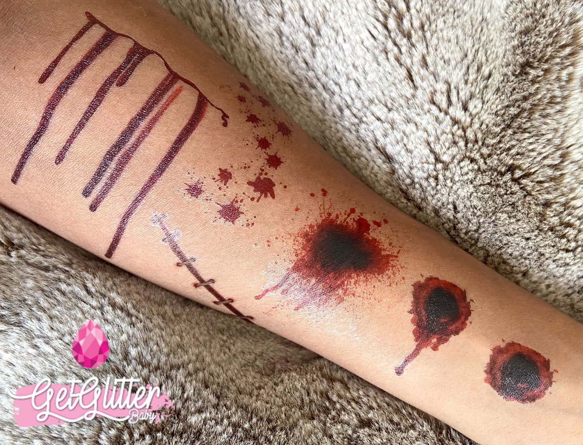GetGlitterBaby® - Wonden Tattoo Halloween Decoratie Versiering / Carnaval Schmink Make Up Plak Tattoos Bloed / Tijdelijke Tattoo / Nep Tatoeage - Wond / Wonden / Bloed — afbeelding 5