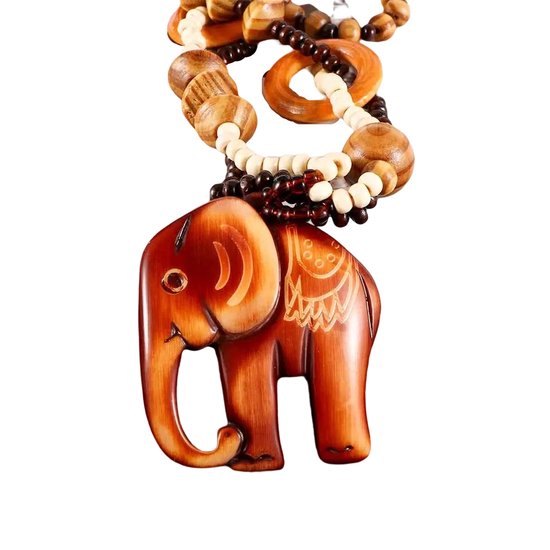 Collier de perles Éléphant | Collier en bois | Sparkolia