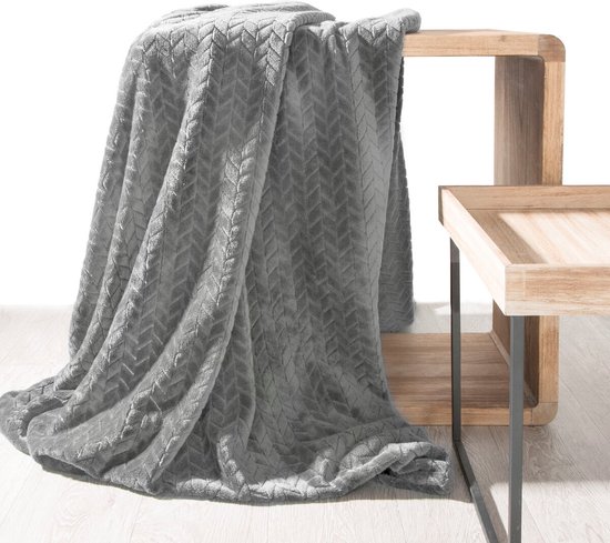 Oneiro’s Luxe Plaid CINDY grijs - 200 x 220 cm - wonen - interieur - slaapkamer - deken – cosy – fleece - sprei