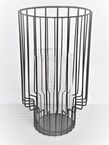 Kersthuisjebestellen - Metalen Lantaarn/Windlicht met Glazen Inzetstuk - 18 x H30cm - Kaarshouder