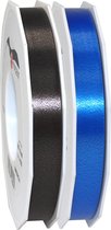 Glorex Hobby/deco luxe cadeau sierlint zwart/blauw 1.5 cm x 91 meter