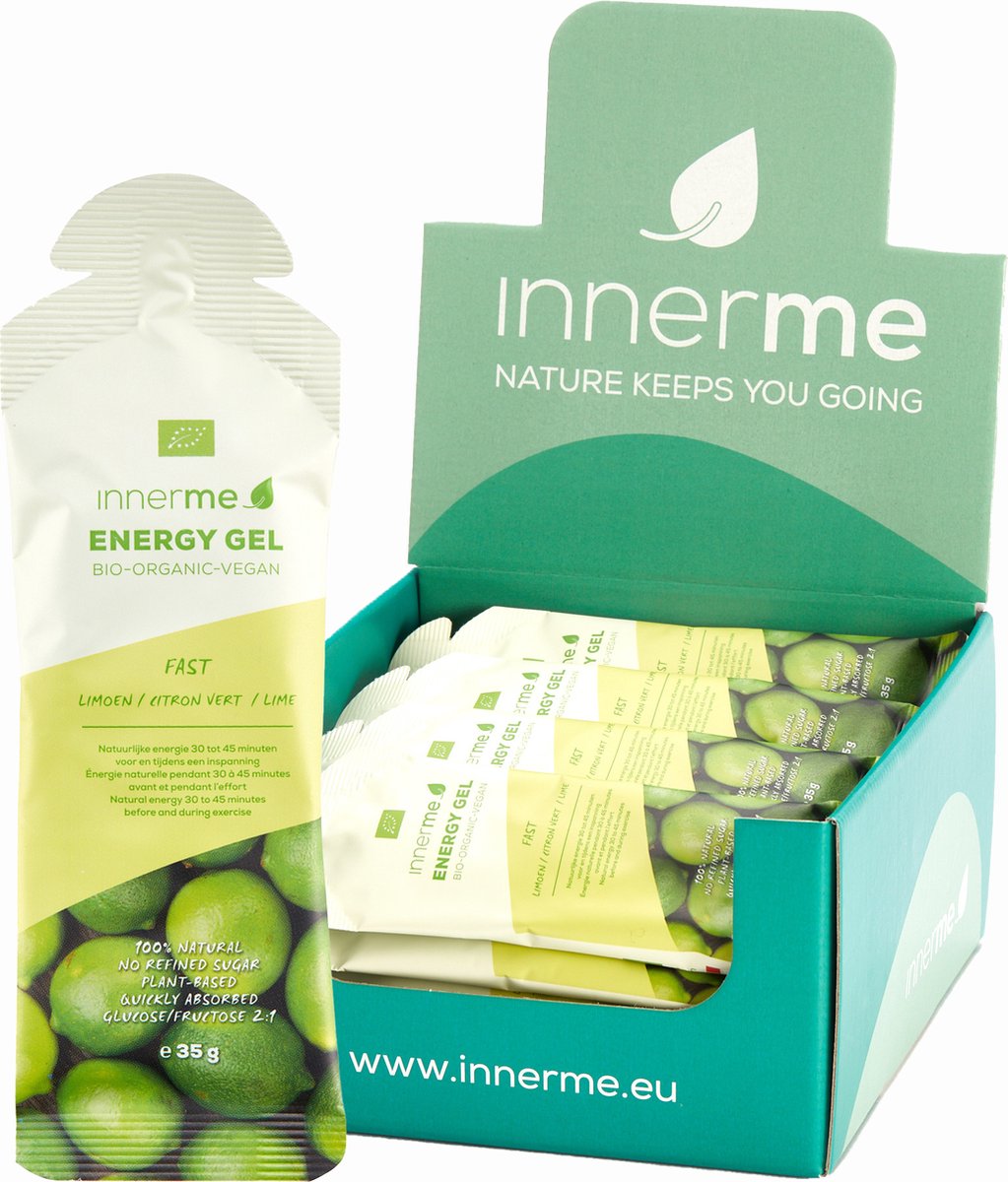 Goedkoopste Innerme Energy Gels 'Fast' Limoen - Bio & Vegan - 20 Energy Gels 35g