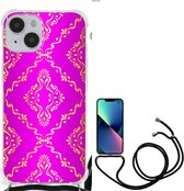 GSM Hoesje Geschikt voor iPhone 14 Leuk TPU Back Case met transparante rand Barok Roze